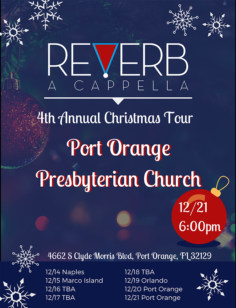 Reverb A Cappella performs at Port Orange Presbyterian Church on Sat 21st, December 2019. 